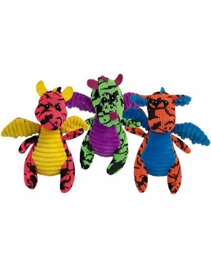 Multipet Minipet Dragon Plush Dog Toy Assorted Colors 4"