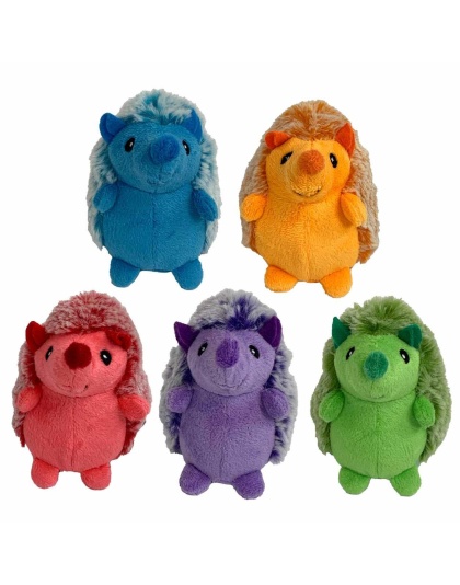 Multipet Minipet Hedgehog Plush Dog Toy Assorted Colors 4"