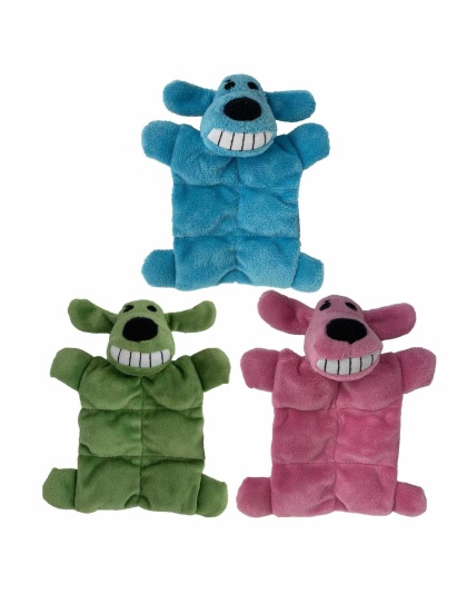 Multipet Minipet Loofa(R) Squeaker Mat Plush Dog Toy Assorted Colors 6.5"