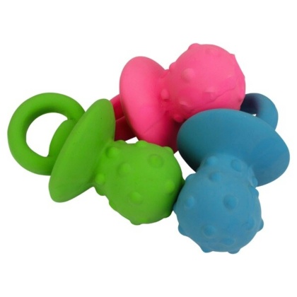 Multipet Minipet Pacifier Dog Chew Toy Assorted Colors 4"