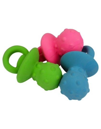 Multipet Minipet Pacifier Dog Chew Toy Assorted Colors 4"