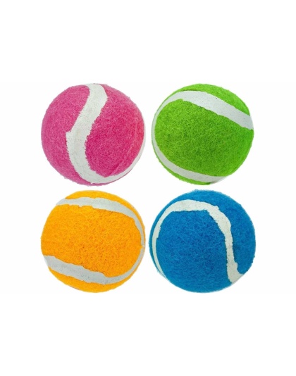 Multipet Minipet Squeaky Tennis Balls Dog Toy Assorted Colors 4pk 2.5"