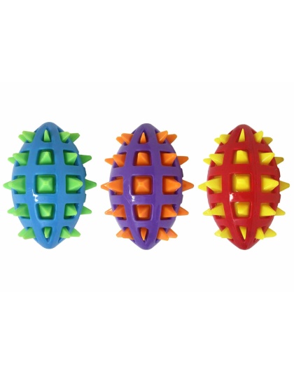 Multipet Spike TPR Football Dog Chew Toy Assorted Colors 5"
