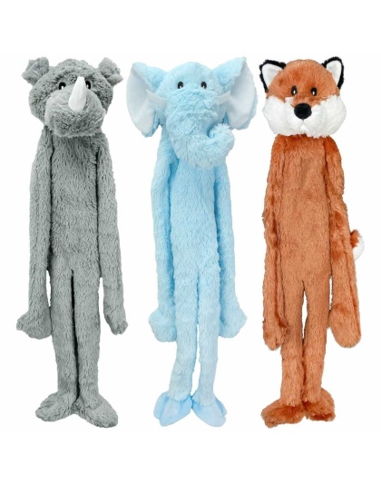 Multipet Swingin' Flatties Plush Dog Toy Assorted Animals 27"
