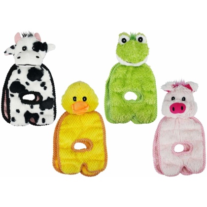 Multipet Tug O War Squeaker Mat Plush Toy Assorted Animals 14"