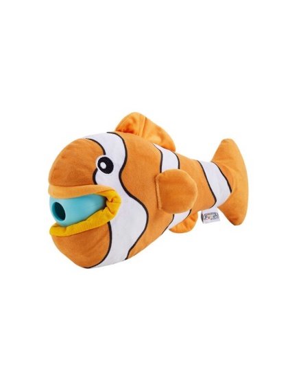 Nina Ottosson Big Mouthz Clown Fish Interactive Plush Dog Puzzle Toy Orange