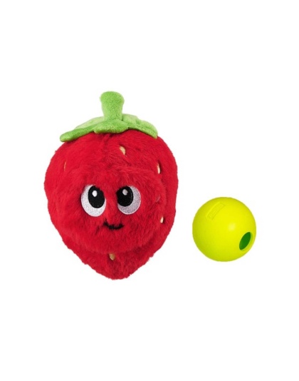 Nina Ottosson Fruity Findz Strawberry TNT Interactive Plush Dog Puzzle Toy Red