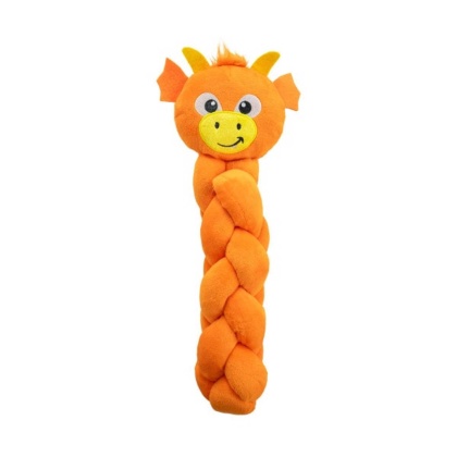 Orange - Nina Ottosson Twistiez Dragon TNT Interactive Plush Dog Toy  - Large
