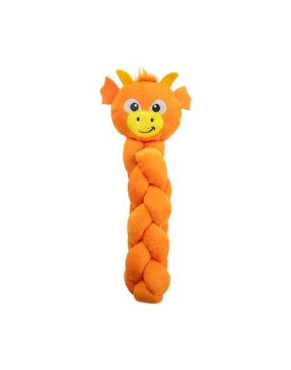 Orange - Nina Ottosson Twistiez Dragon TNT Interactive Plush Dog Toy  - Large