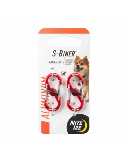 Red - Nite Ize S-Biner TagLock Aluminum  - 2pk