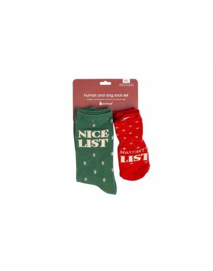 Pearhead Naughty List / Nice List Human and Dog Sock Set