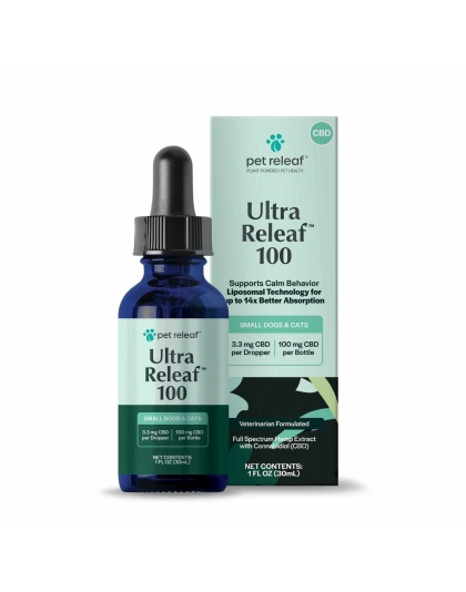 Pet Releaf Ultra Releaf 100mg Liposome CBD Oil for Small Dogs & Cats