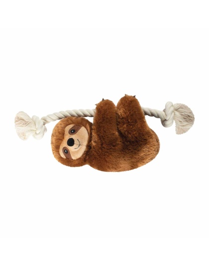 PetShop by Fringe Studio Brown Sloth on a Rope Plush Dog Toy