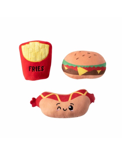 PetShop by Fringe Studio Fast Foods Plush Dog Toy Set Small 3pc