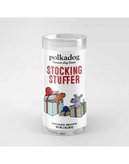 Polka Dog Holiday Mini Tube: Stocking Stuffer, Chicken Little Bits 2oz