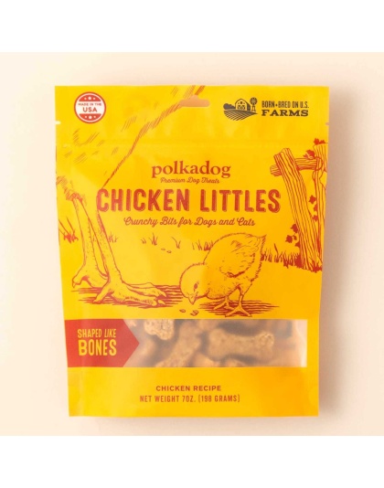 Polkadog Chicken Littles Bone Shaped Crunchy Dog and Cat Treats 7oz