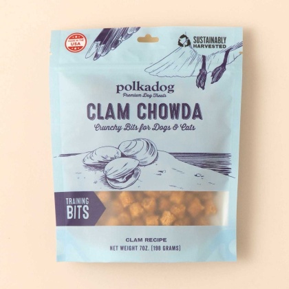 Polkadog Clam Chowda Training Bits Crunchy Dog and Cat Treats  - 7oz