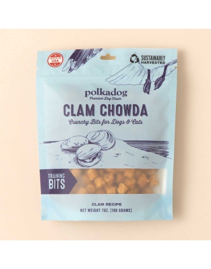 Polkadog Clam Chowda Training Bits Crunchy Dog and Cat Treats  - 7oz