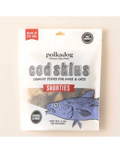 Polkadog Cod Skins Jerky Shorties Crunchy Dog and Cat Treats 2oz