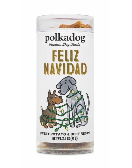 Polkadog Holiday Mini Tube: Feliz Navidad, Sweet Potato and Beef 2.5oz
