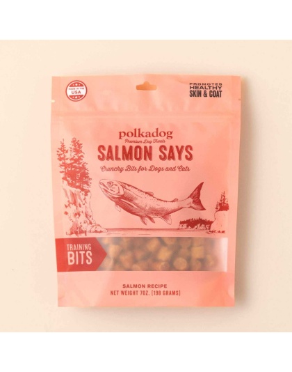 Polkadog Salmon Says Training Bits Crunchy Dog and Cat Treats  - 7oz