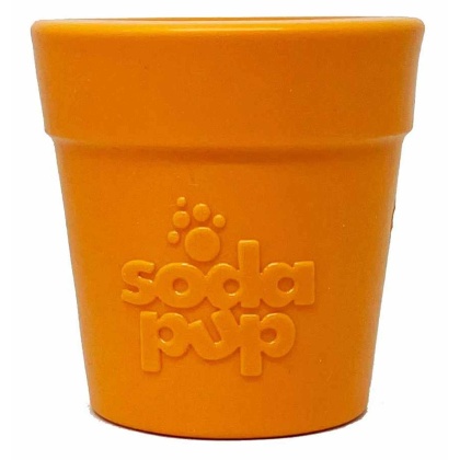 Orange - SodaPup Rubber  Flower Pot Durable Treat Dispenser Dog Toy  - 3.5"