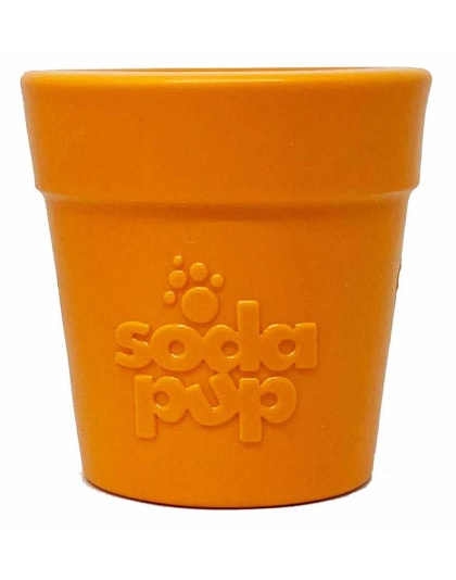 Orange - SodaPup Rubber  Flower Pot Durable Treat Dispenser Dog Toy  - 3.5"
