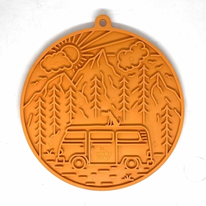 SodaPup eMat Enrichment Lick Mat Camp with Suction Cups Orange 8"