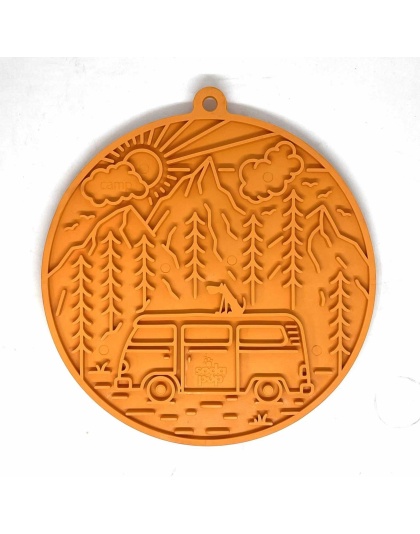 SodaPup eMat Enrichment Lick Mat Camp with Suction Cups Orange 8"