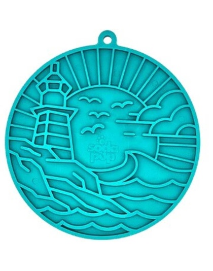 SodaPup eMat Enrichment Lick Mat Lighthouse with Suction Cups Sea Foam Blue 8"