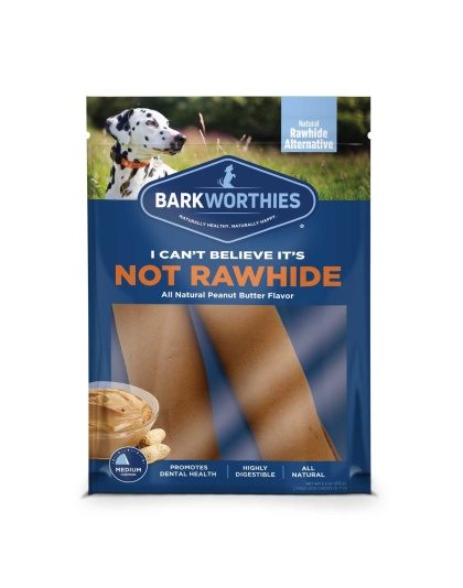 Barkworthies I Can't Believe It's Not Rawhide Rolls Peanut Butter  - Large 2pk