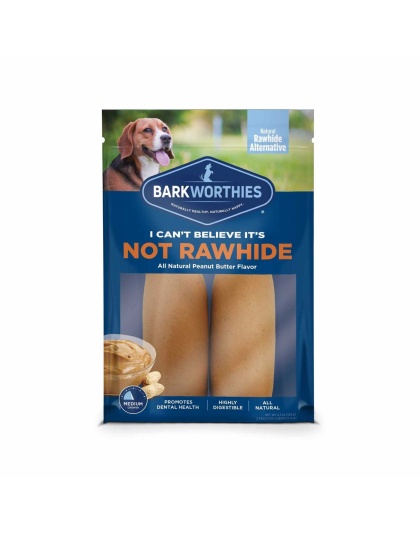 Barkworthies I Can't Believe It's Not Rawhide Rolls Peanut Butter  - Small 2pk