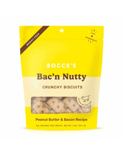 Bocce's Bakery Bac'N Nutty Biscuit Bags Dog Treats 5oz