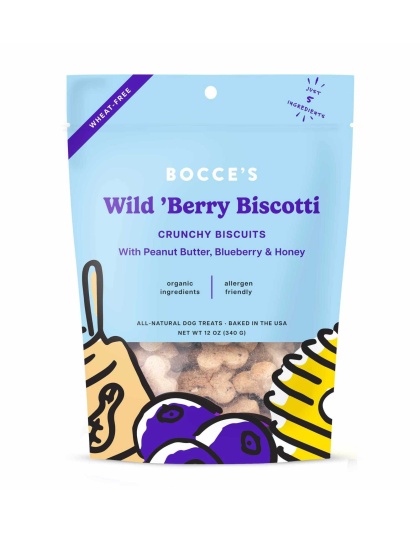 Bocce's Bakery Wild 'Berry Biscotti Small Batch Biscuits Dog Treats 12oz