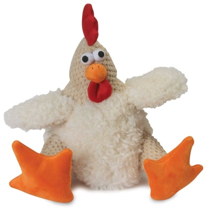goDog Checkers Fat Rooster White w/Chew Guard Plush Dog Toy  - Large