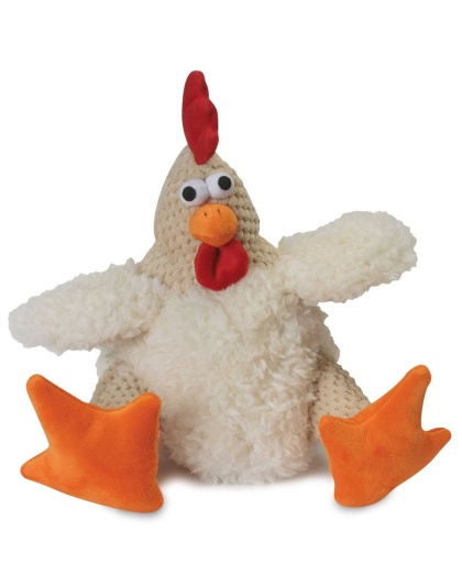 goDog Checkers Fat Rooster White w/Chew Guard Plush Dog Toy  - Large
