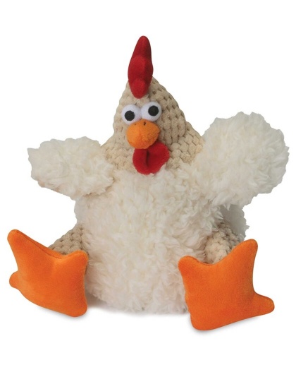 goDog Checkers Fat Rooster White w/Chew Guard Plush Dog Toy  - Small