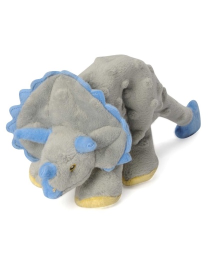 Grey - goDog Dinos Frills Triceratops w/Chew Guard Plush Dog Toy  - Small