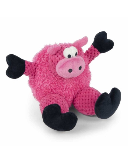 goDog Checkers Sitting Pig w/Chew Guard Plush Dog Toy Small