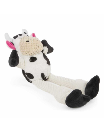 goDog Checkers Skinny Cow w/Chew Guard Plush Dog Toy Small