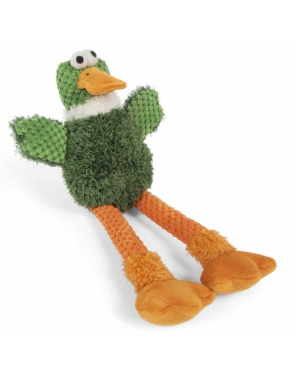 goDog Checkers Skinny Duck w/Chew Guard Plush Dog Toy Small