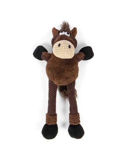 goDog Checkers Skinny Horse w/Chew Guard Plush Dog Toy Large