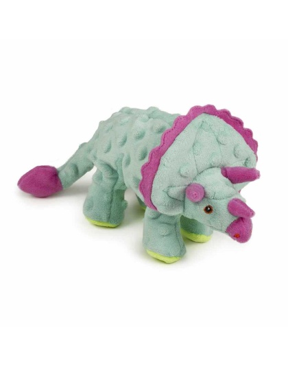 goDog Dino Triceratops w/Chew Guard Teal Plush Dog Toy  - Small