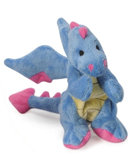 Blue - goDog Dragon w/Chew Guard Periwinkle Plush Dog Toy - Large