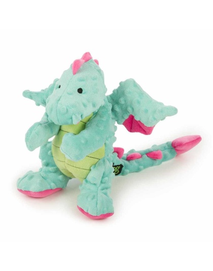 Coral - goDog Dragon w/Chew Guard Plush Dog Toy  - Small