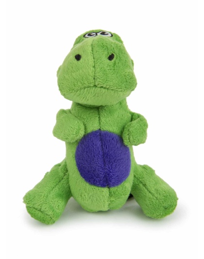 Green - goDog Dinos T-Rex Just For Me Squeaky Plush Dog Toy  - Mini