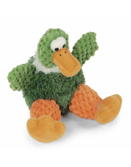 goDog Just For Me Checkers Sitting Duck w/Chew Guard Plush Dog Toy