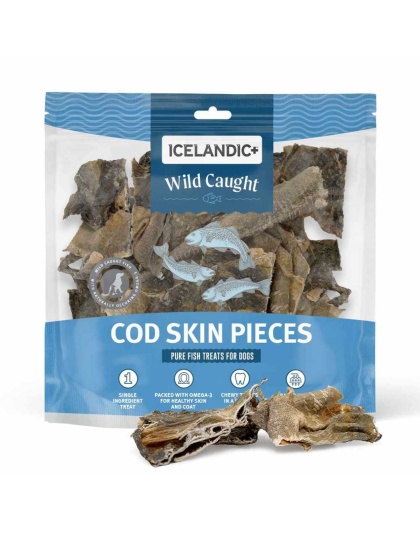 Icelandic+ Cod Skin Pieces Dog Fish Treat Bulk (Mixed Pieces) 1lb Bag