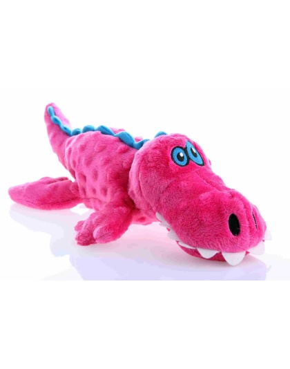 Pink - goDog Just For Me Gator w/Chew Guard Plush Dog Toy