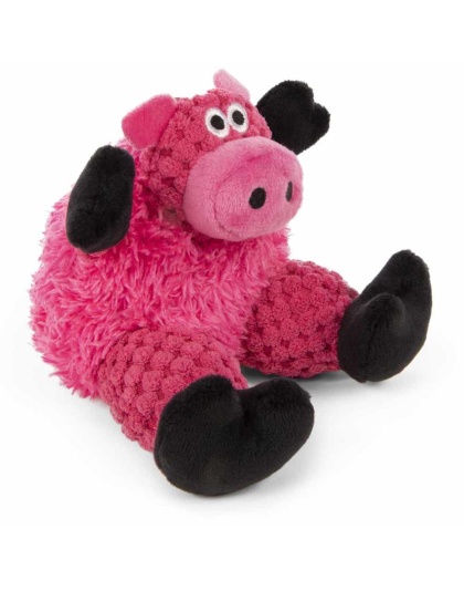 goDog Just For Me Checkers Sitting Pig w/Chew Guard Plush Dog Toy